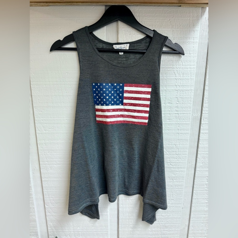 Cloud Chaser Dark Gray American Flag Tank Top